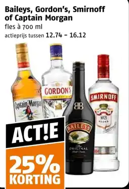Poiesz Baileys, Gordon's, Smirnoff of Captain Morgan aanbieding