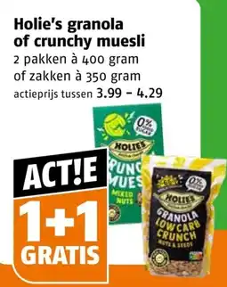 Poiesz Holie's granola of crunchy muesli aanbieding