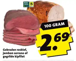 Boni Gebraden rosbfief, jambon serrano of gegrilde kipfilet aanbieding