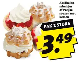 Boni Aardbeien-schelpjes of Parijse soezen met kersen aanbieding