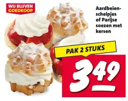 Nettorama Aardbeien-schelpjes of Parijse soezen met kersen aanbieding