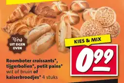 Nettorama Roomboter croissants, tijgerbollen, petit pains of kaiserbroodjes aanbieding