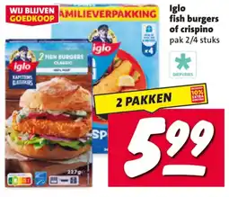 Nettorama Iglo fish burgers of crispiño aanbieding