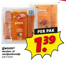 Boni gwoon worsten- of saucijzenbroodje aanbieding