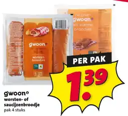 Nettorama gwoon worsten- of saucijzenbroodje aanbieding