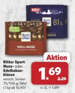 Combi Markt DE Ritter Sport Nuss- oder Edelkakao-klassse aanbieding
