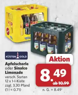 Combi Markt DE Küsten Gold Apfelschorle oder Sinalco Limonade aanbieding