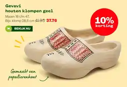 Welkoop Gevavi houten klompen geel aanbieding