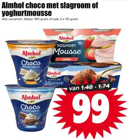 Dirk Almhof choco met slagroom of yoghurtmousse aanbieding