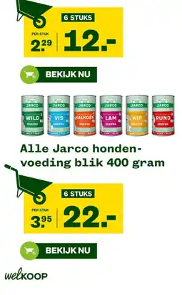 Welkoop Jarco honden-voeding blik 400 gram aanbieding