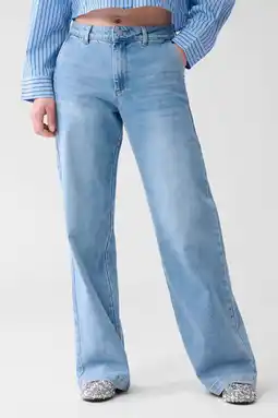 Wehkamp Shoeby high waist wide leg jeans light blue denim aanbieding