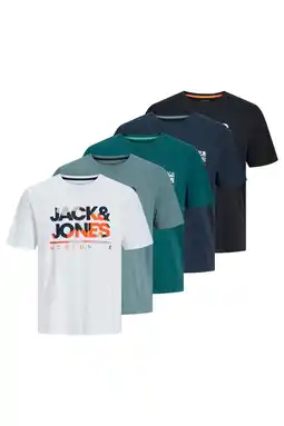 Wehkamp JACK & JONES regular fit T-shirt met logo (set van 5) aanbieding