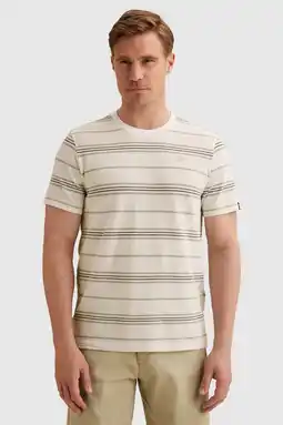Wehkamp Vanguard regular gestreept T-shirt ecru aanbieding