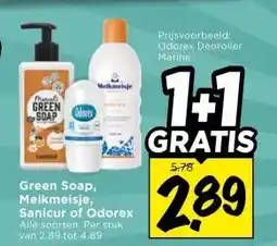 Vomar Voordeelmarkt Green Soap, Melkmeisje, Sanicur of Odorex aanbieding