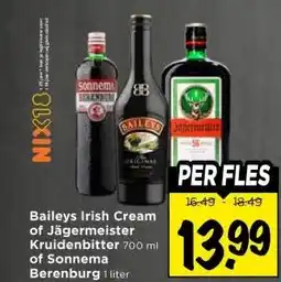 Vomar Voordeelmarkt Baileys Irish Cream of Jägermeister Kruidenbitter of Sonnema Berenburg aanbieding