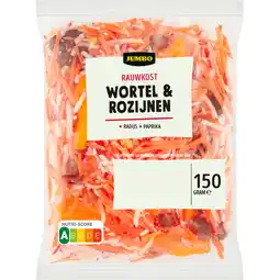 Jumbo Jumbo Rauwkost Wortel & Rozijnen 150 g aanbieding