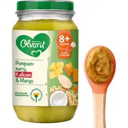 Jumbo Olvarit 8+ Maanden Pompoen Curry, Kalkoen & Mango 200 g aanbieding