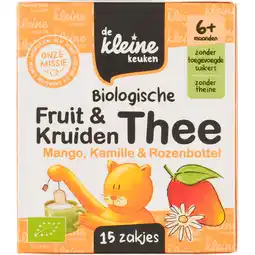 Jumbo De Kleine Keuken Biologische Fruit & Kruiden Thee Mango, Kamille & Rozenbottel 6+ Maanden 15 x 2 g aanbieding