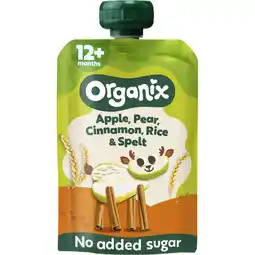 Jumbo Organix Fruitpuree Apple, Pear, Cinnamon, Rice & Spelt 12 Maanden 100 g aanbieding