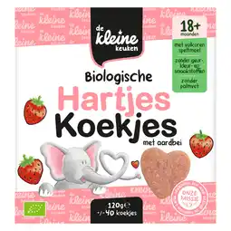 Jumbo De Kleine Keuken Biologische Hartjes Koekjes met Aardbei 18+ Maanden 120 g aanbieding