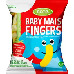 Jumbo Soré Baby Mais Fingers Biologisch Tussendoortje Aardbei Smaak 6m+ 35 g aanbieding