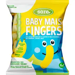 Jumbo Soré Baby Mais Fingers Biologisch Tussendoortje Bananen Smaak 6m+ 35 g aanbieding