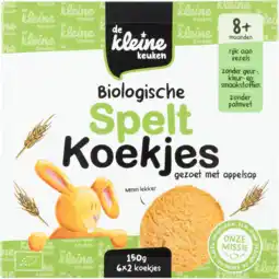 Jumbo De Kleine Keuken Biologische Spelt Koekjes Gezoet met Appelsap 8+ Maanden 6 x 2 Stuks 150 g aanbieding