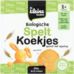 Jumbo De Kleine Keuken Biologische Spelt Koekjes Gezoet met Appelsap 8+ Maanden 6 x 2 Stuks 150 g aanbieding