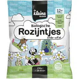 Jumbo De Kleine Keuken Biologische Rozijntjes Zonder Sulfiet 12+ Maanden 140 g aanbieding