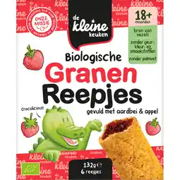 Jumbo De Kleine Keuken Biologische Granen Reepjes Gevuld met Aardbei & Appel 18+ Maanden 6 Stuks 132 g aanbieding