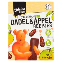 Jumbo De Kleine Keuken Biologische Dadel & Appel Reepjes 12+ Maanden 5 Stuks 75 g aanbieding