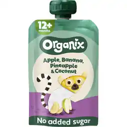 Jumbo Organix Fruitpuree Apple, Banana, Pineapple & Coconut 12 Maanden 100 g aanbieding
