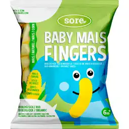 Jumbo Sore Baby Mais Fingers Biologisch Tussendoortje 6m+ 35 g aanbieding