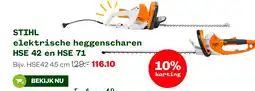 Welkoop STIHL elektrische heggenscharen HSE 42 en HSE 71 aanbieding