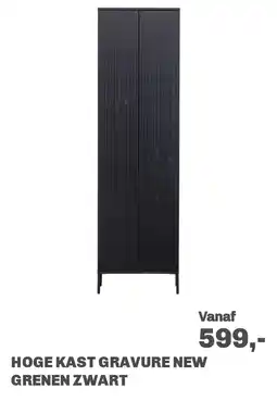 Trendhopper Hoge kast Gravure New Grenen Zwart aanbieding