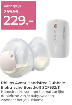 Prenatal Philips Avent Handsfree Dubbele Elektrische Borstkolf SCF532/11 aanbieding