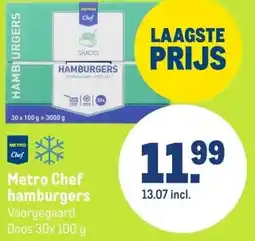 Makro Metro Chef hamburgers aanbieding