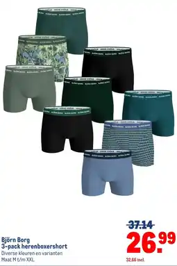 Makro Björn Borg 3-pack herenboxershort aanbieding