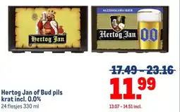 Makro Hertog Jan of Bud pils krat incl. 0.0% aanbieding