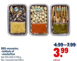 Makro BBQ-mosselen, -kokkels of -mesheften aanbieding