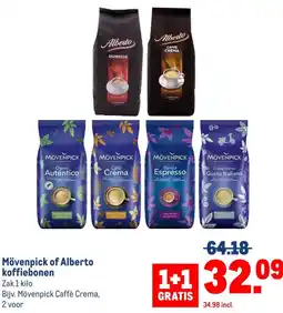 Makro Mövenpick of Alberto koffiebonen aanbieding