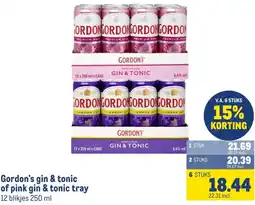 Makro Gordon's gin & tonic of pink gin & tonic tray 12 blikjes 250 ml aanbieding