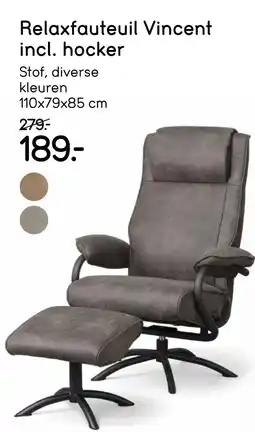 Leen Bakker Bekijk Relaxfauteuil Vincent incl. hocker aanbieding