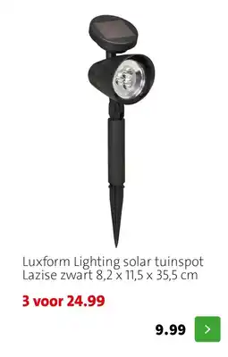 Intratuin Luxform lighting solar tuinspot lazise zwart aanbieding