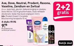 Etos Axe, Dove, Neutral, Prodent, Rexona, Vaseline, Zendium en Zwitsal aanbieding
