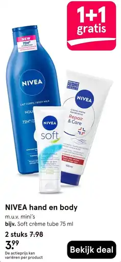 Etos NIVEA hand en body aanbieding