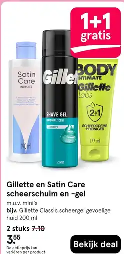 Etos Gillette en satin care scheerschuim en gel aanbieding