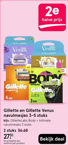 Etos Gillette en Gillette Venus navulmesjes 3-5 stuks aanbieding