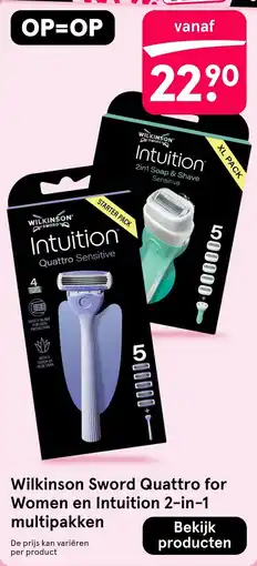Etos Wilkinson Sword Quattro for Women en Intuition 2-in-1 multipakken aanbieding