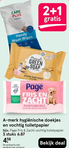 Etos A-merk hygiënische doekjes en vochtig toiletpapier aanbieding